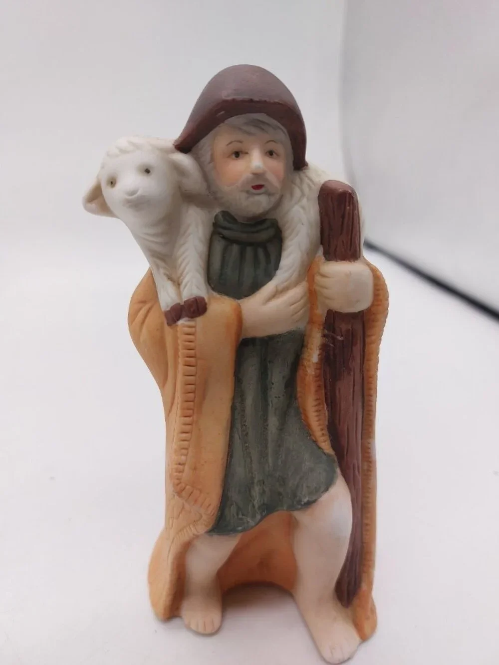 Christmas Nativity Shepard With Lamb Ceramic Replacement Figurines